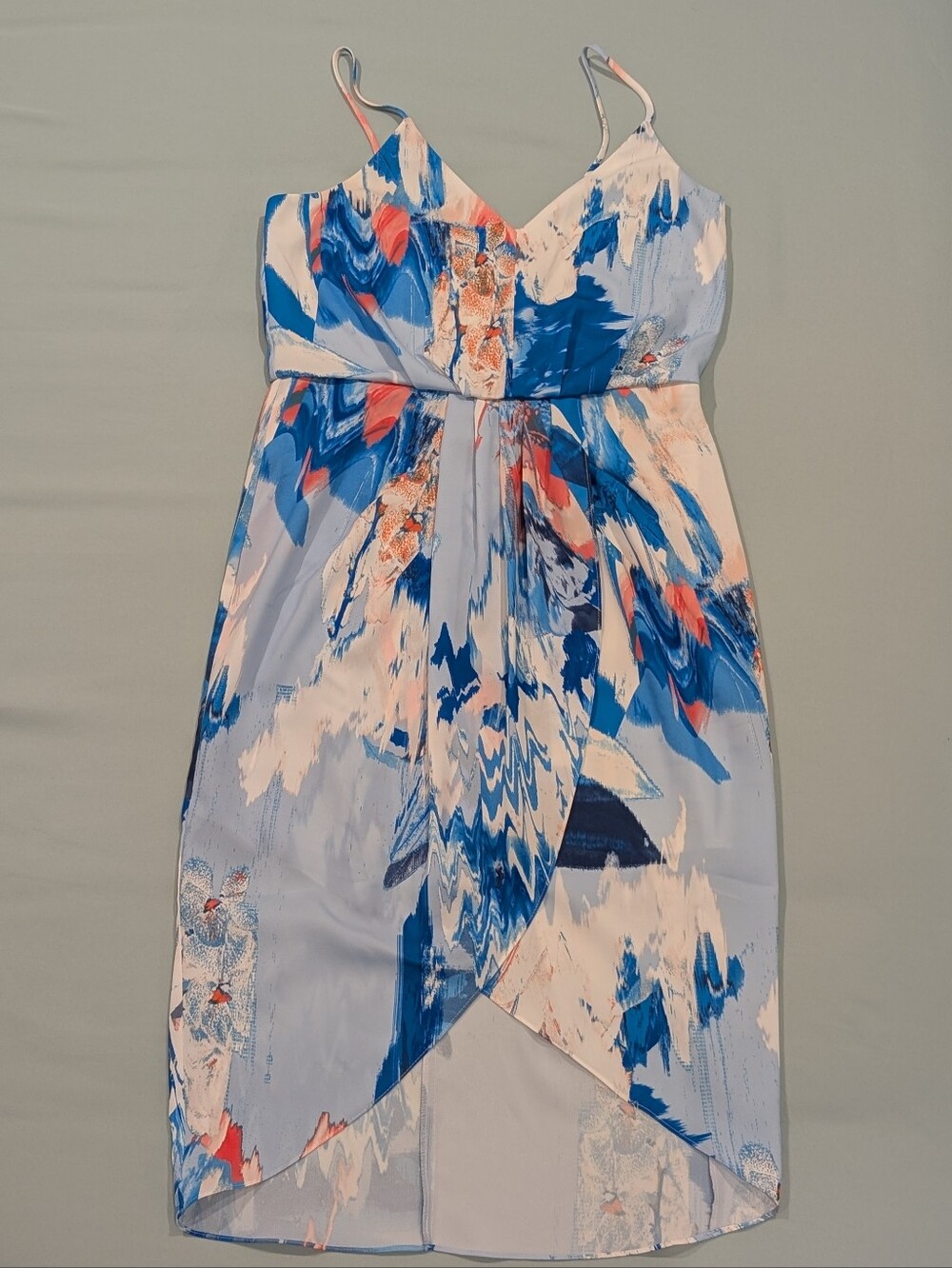 Chelsea28 Abstract Floral Watercolor Print Faux Wrap Dress